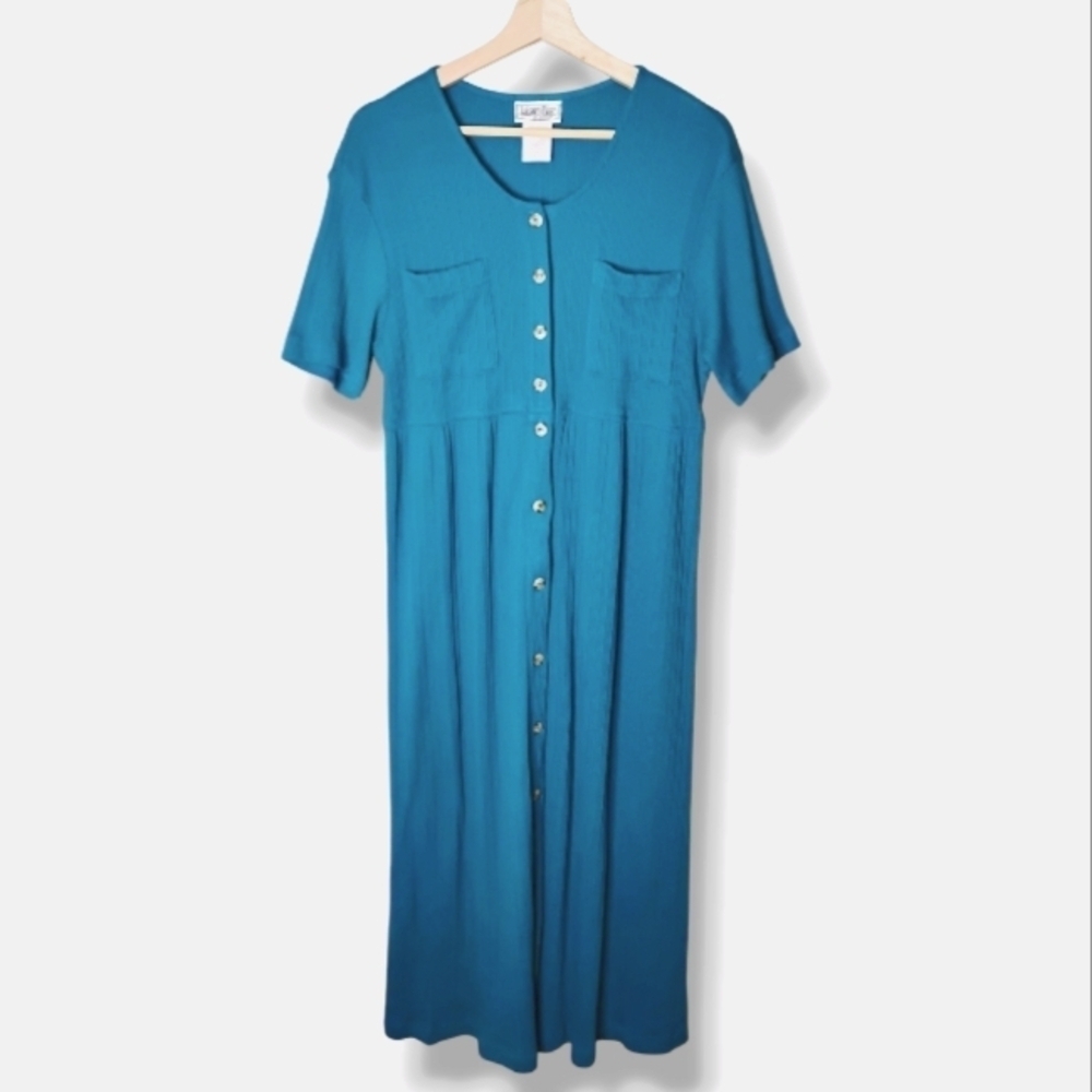 Adonna Vintage 90s Button Front Empire Waist Maxi Dress